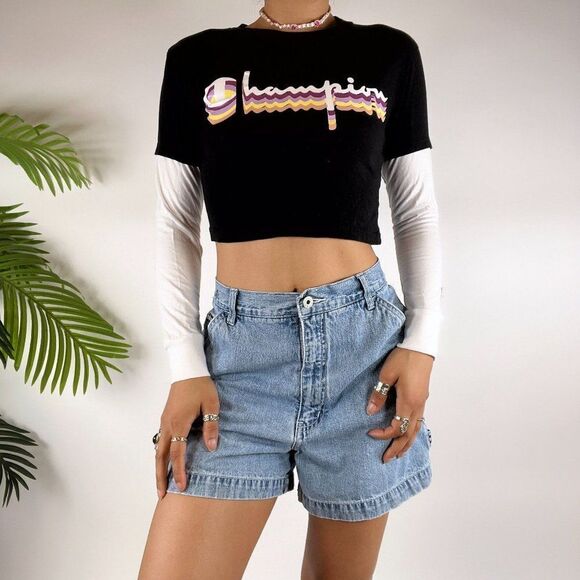 Vintage Y2K Champion Casual Sporty Streetwear Long Sleeve Crop Top / Size: XS - Picture 4 of 6